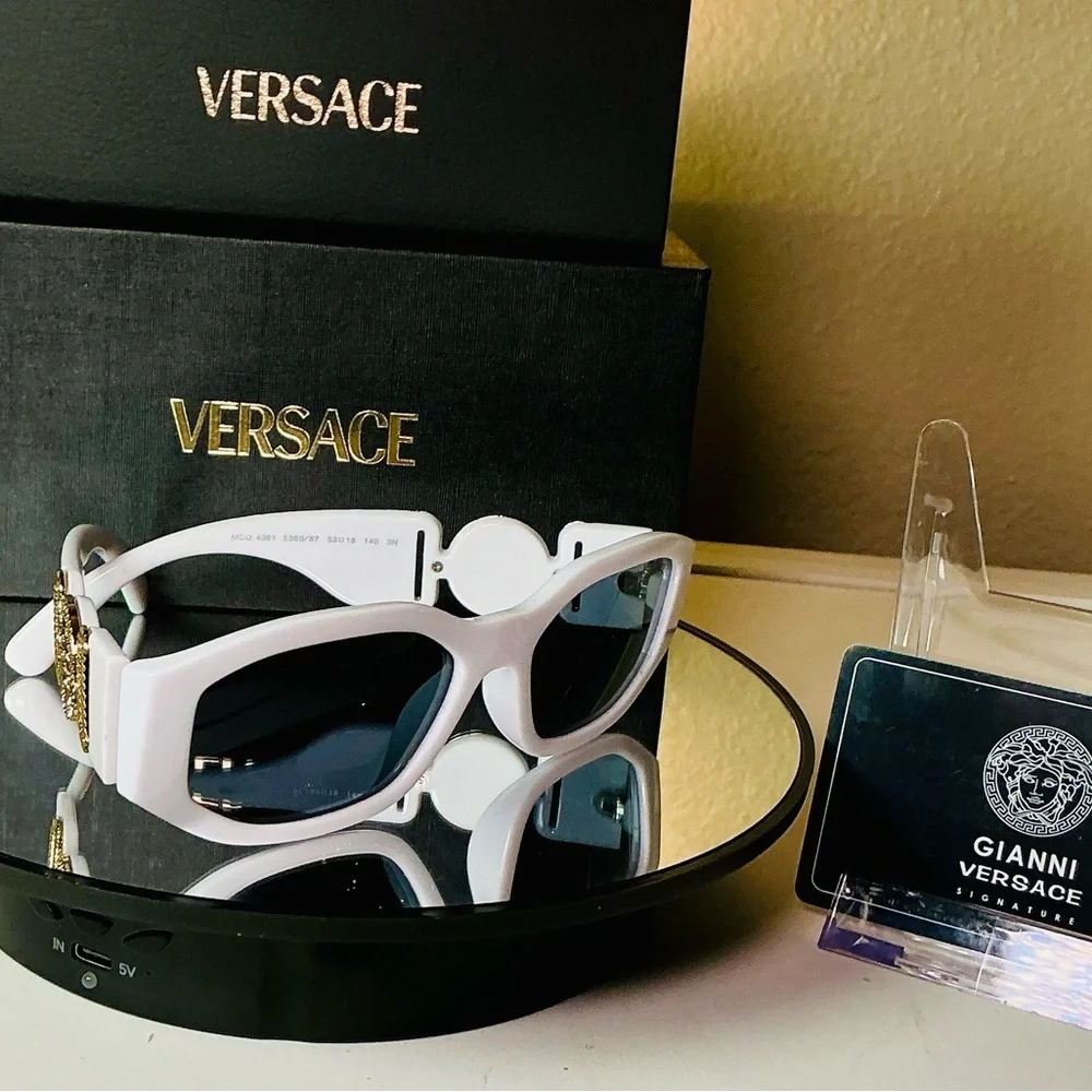 Versace Medusa White Tinted Lens Sunglasses Authentic